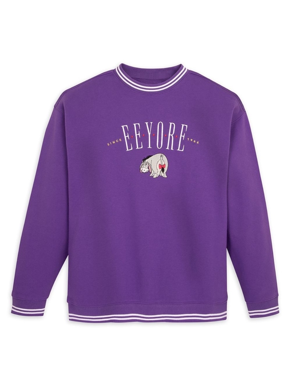 Disney Purple Eeyore Crewneck Sweatshirt with Stripe Trim